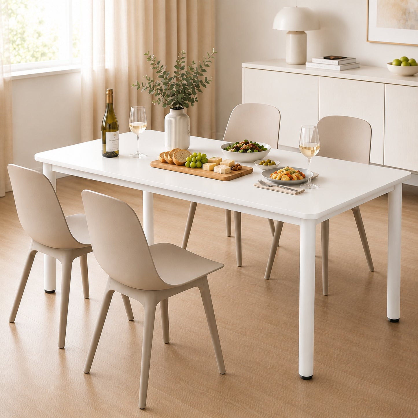 Heritage Industrial White Wood & Metal Dining Table 120cm