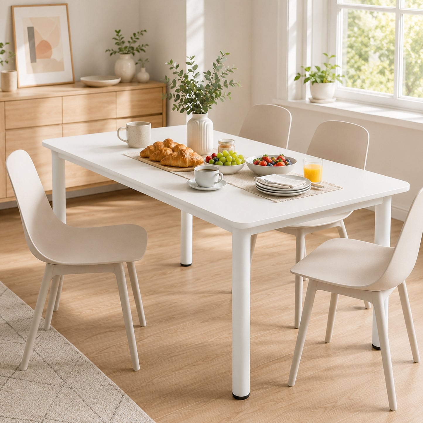 Heritage Industrial White Wood & Metal Dining Table 120cm