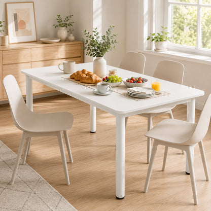 Heritage Industrial White Wood & Metal Dining Table 120cm