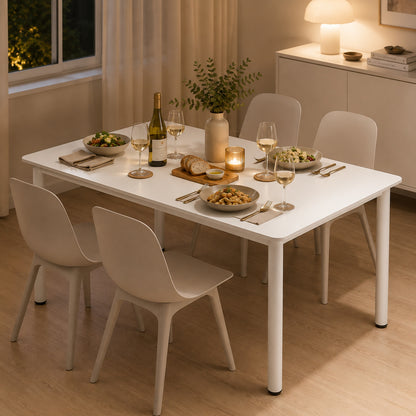 Heritage Industrial White Wood & Metal Dining Table 120cm