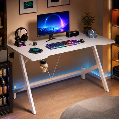 Ergonomic Gaming Desk Computer Table White 110cm
