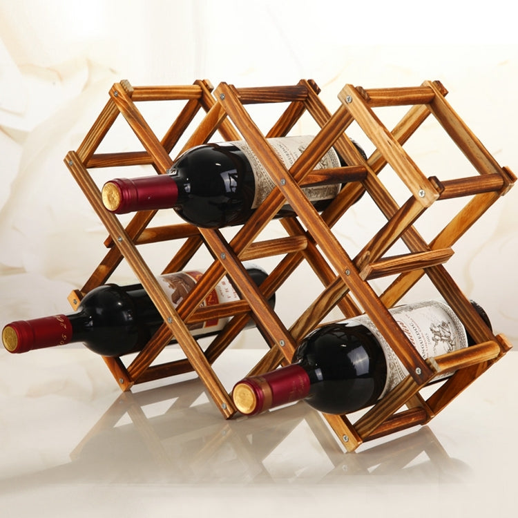 Wooden Wine Rack 10 Bottle Organiser Folding Holder Bar Display Shelf