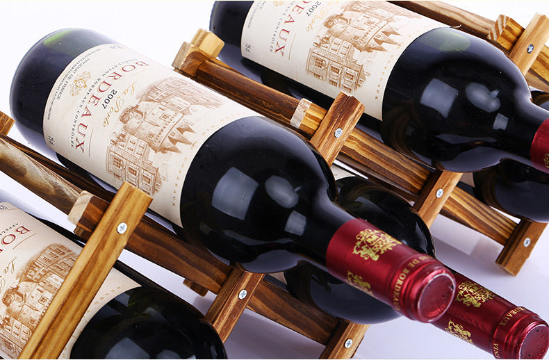 Wooden Wine Rack 10 Bottle Organiser Folding Holder Bar Display Shelf