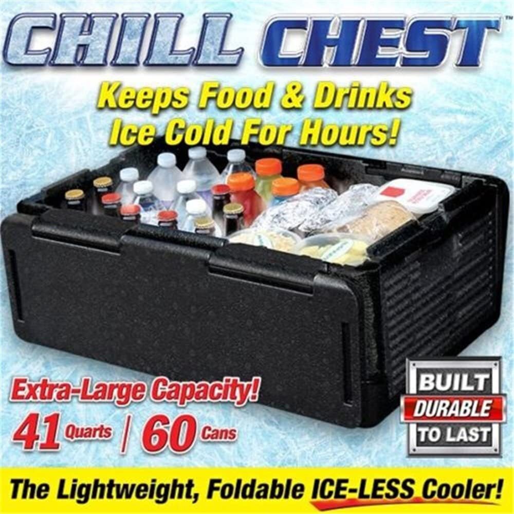 60 Cans Chill Chest Cooler Collapsible Portable Outdoor Thermos Insulated Waterproof Cool Storage Box